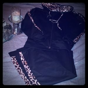 Leopard print track suit